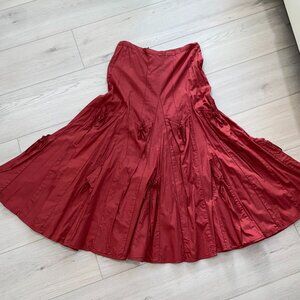 Cordelia Red Orange Corset Pocket Cotton Maxi Skirt